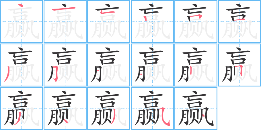赢字笔顺的正确写法图