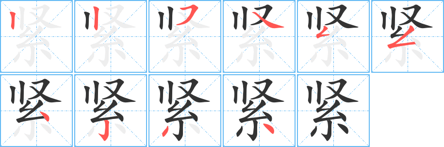 紧字笔顺的正确写法图