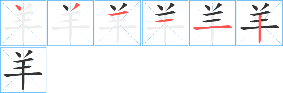 羊字笔顺的正确写法图