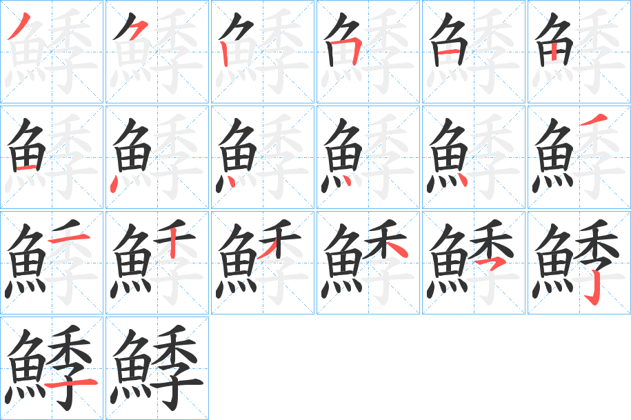 鯚字笔顺的正确写法图